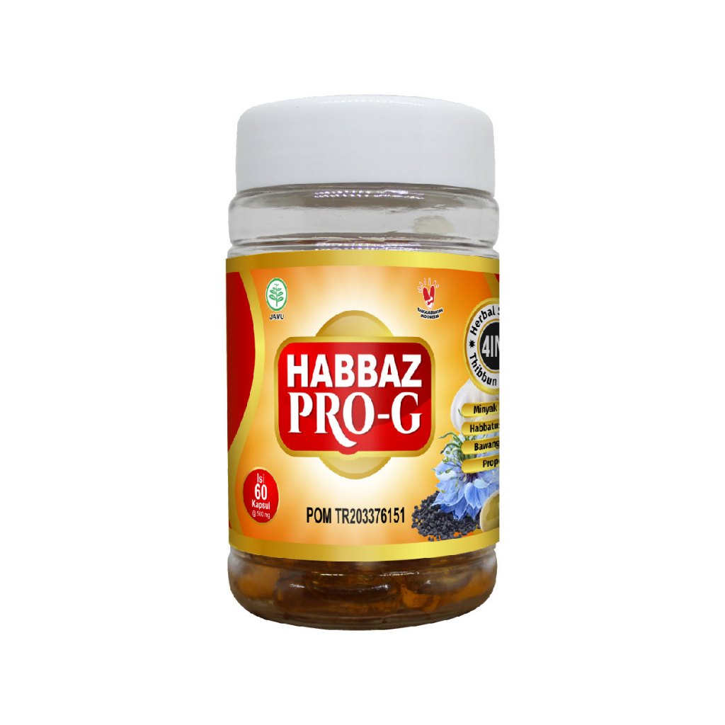 Habbaz Pro G Trigona 4in1 60 kapsul Habbatussauda, Propolis,, Minyak Zaitun, Bawang Putih