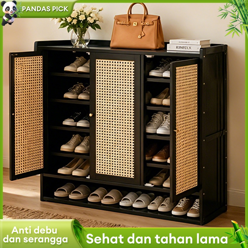 Lemari Sepatu Tertutup Rotan Minimalis Jaring bernapas Lemari Sepatu Kayu Minimalis Lemari Sepatu Te