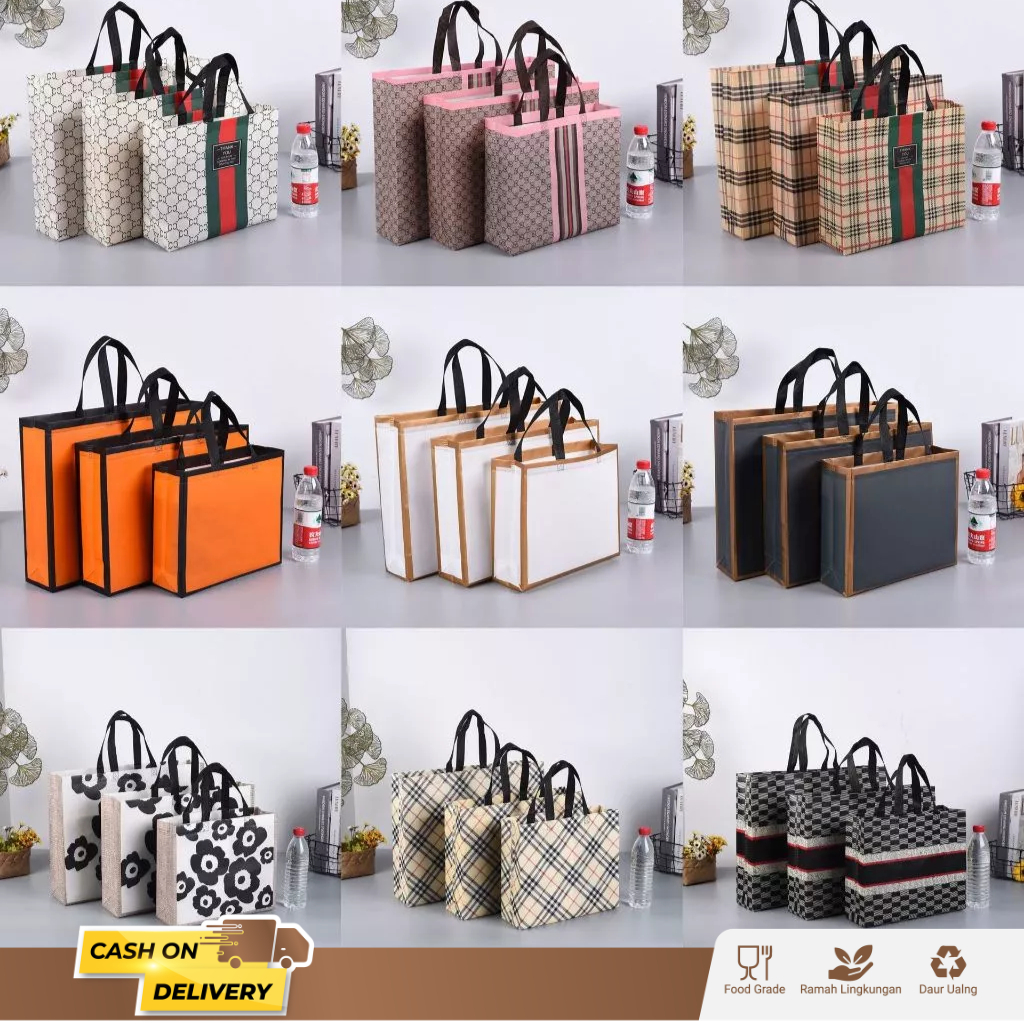 (Random Motif) Tas Spunbond / Goodie Bag Spunbond / Spunbond Bag / Tas Spunbond Motif / Tas Belanja 