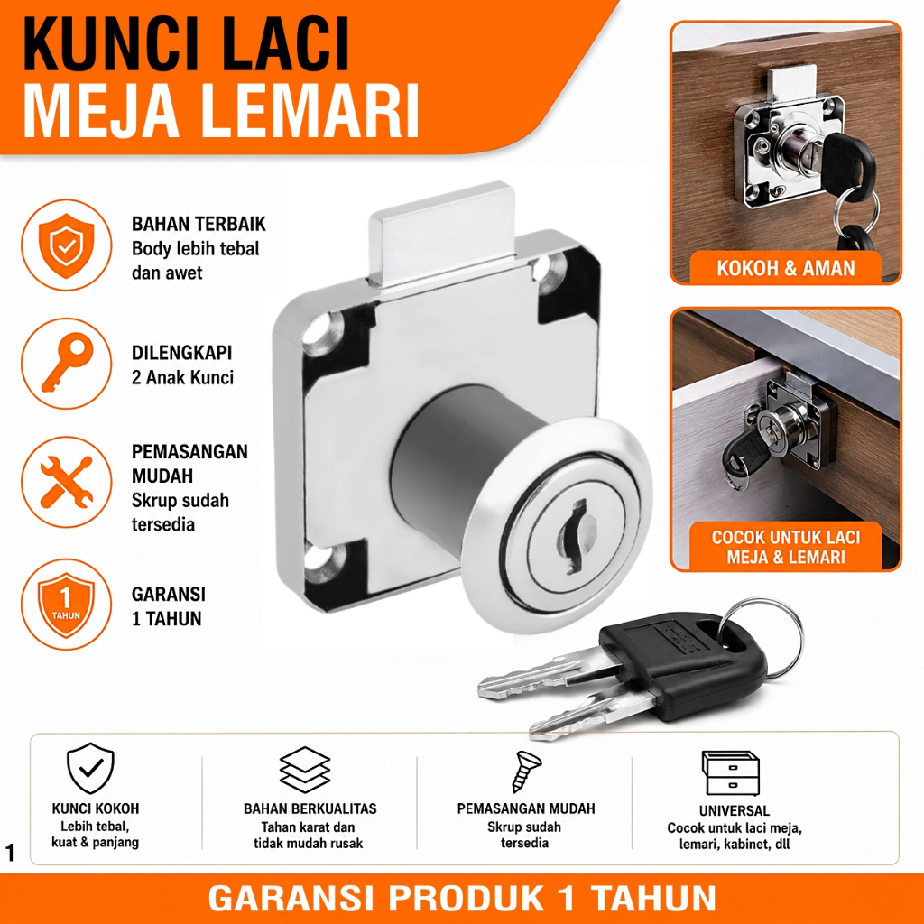 Kunci Laci Meja Lemari Drawer Kabinet Kantor Besi Anti Maling