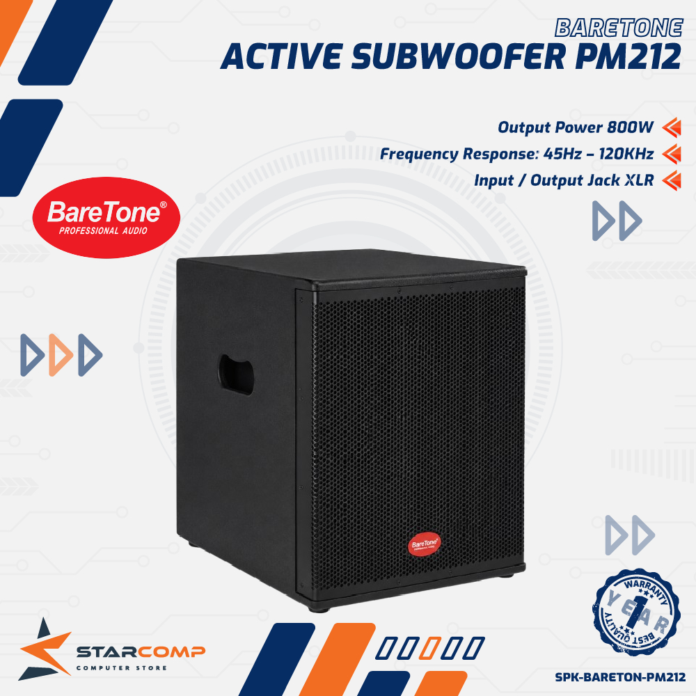 BareTone PM212 Professional Sound 12 Inch Subwoofer 800W
