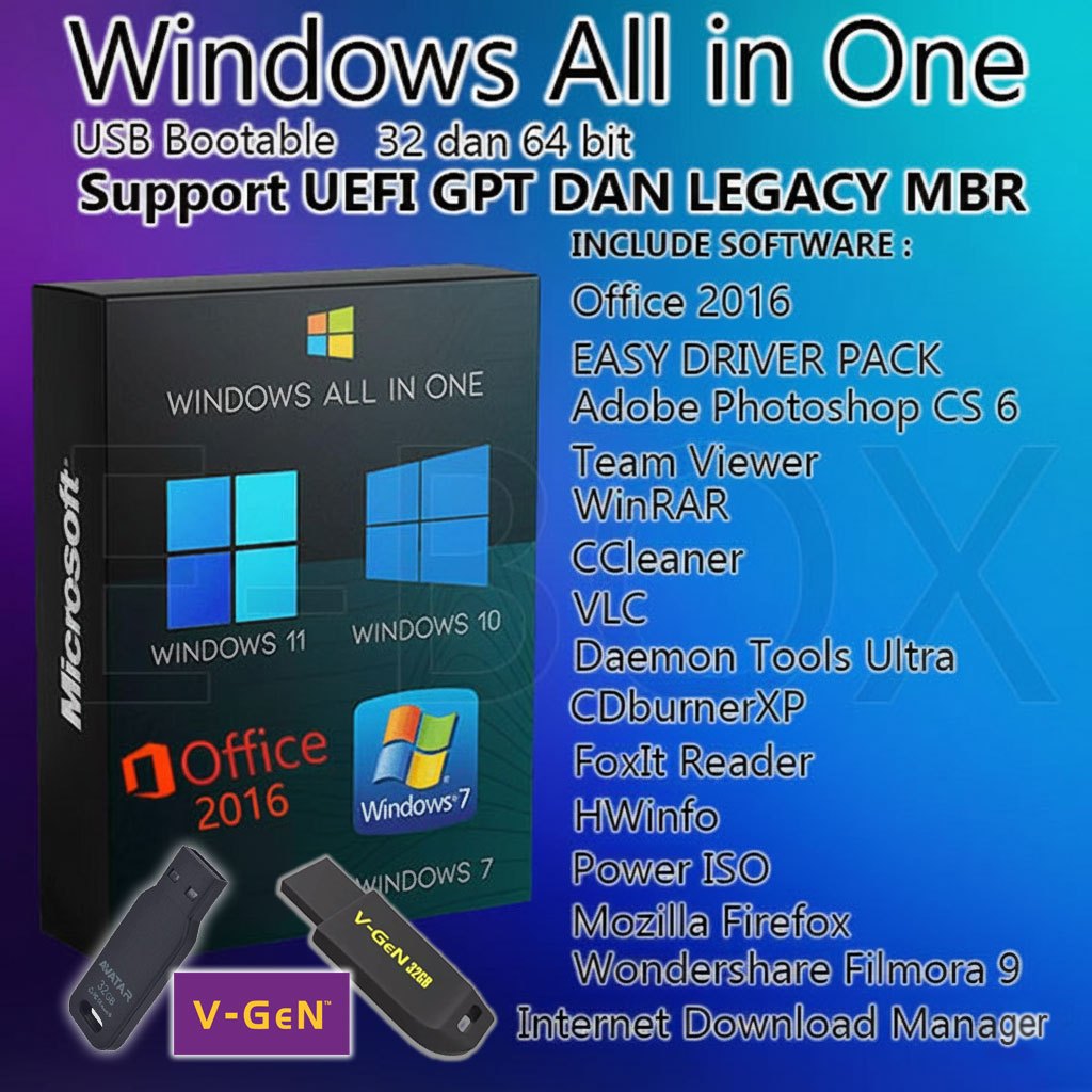Flashdisk Bootable Installer Windows 10-7-11