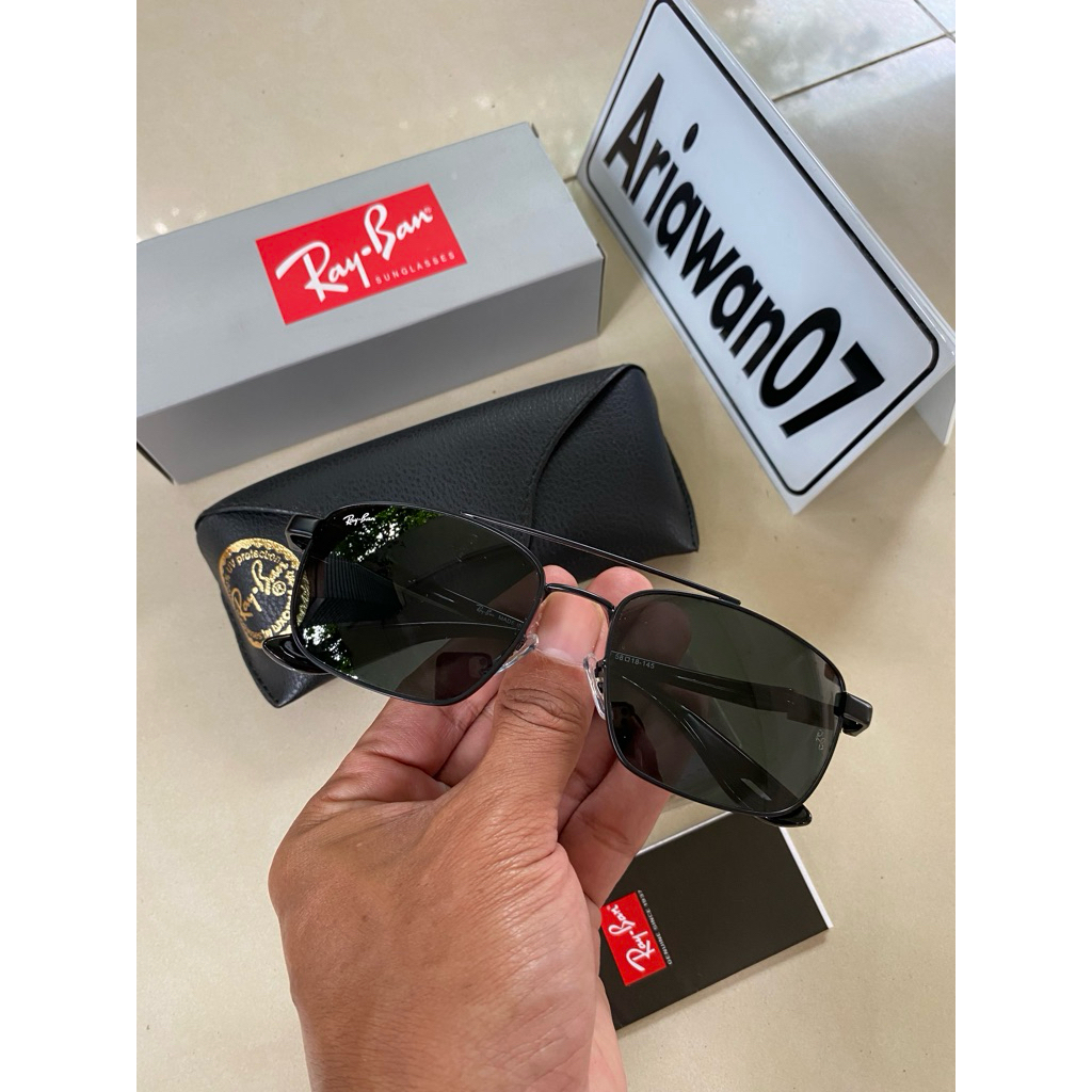 kacamata ray-ban rb 3715 usa frame hitam kaca hitam sz 58