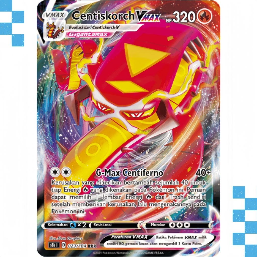 Kartu Pokemon Centiskorch VMAX 023/184 RRR Indonesia VMAX Klimaks