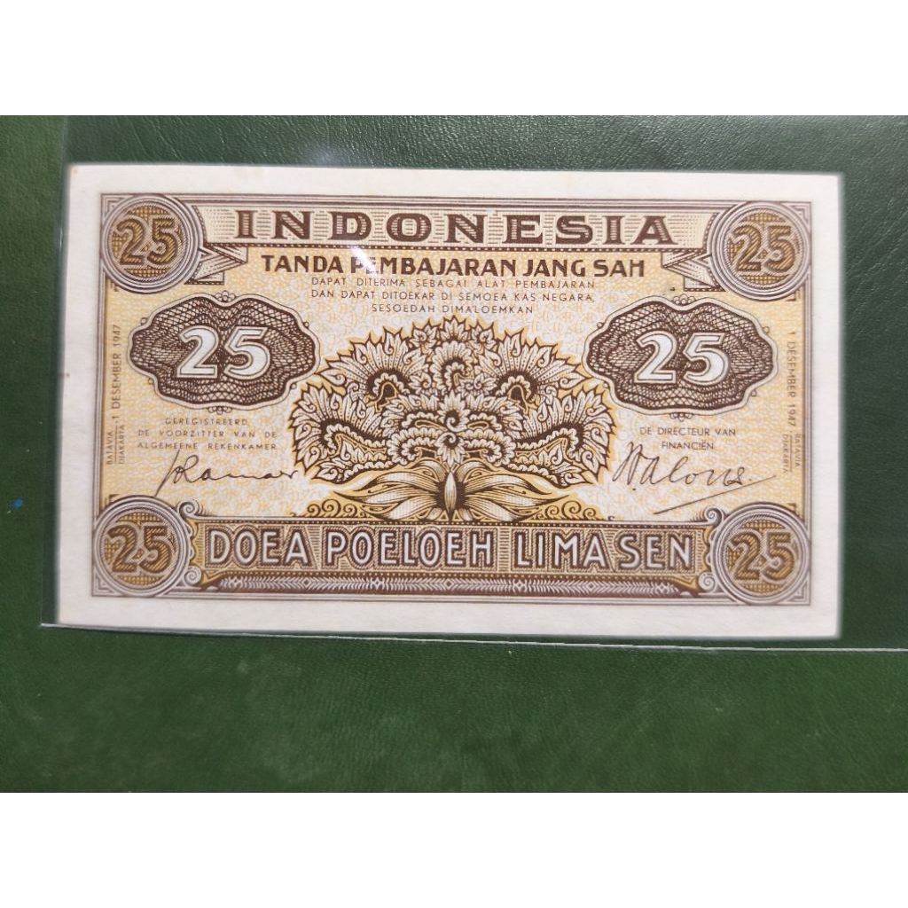 uang kuno 25 Sen thn 1947 bagus original asli