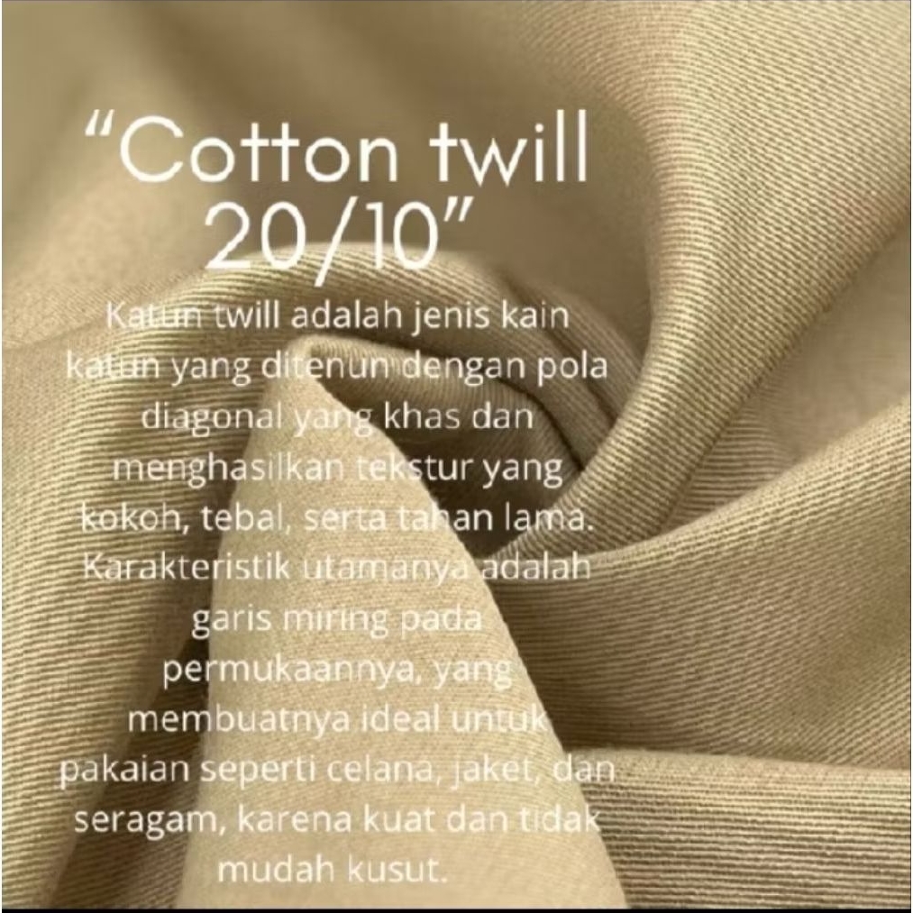 BAHAN // KAIN COTTON TWILL 20/10 LEBAR BAHAN 1,5 METER HARGA TERTERA PER SETENGAH METER (0,5 M)