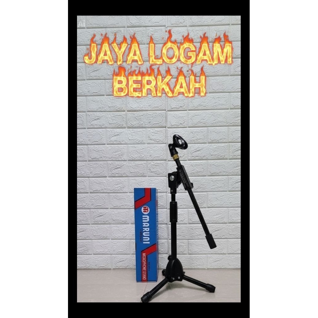 Stand Mic Pendek Maruni Hitam Original - Tiang Microphone Meja Duduk + Holder Mic