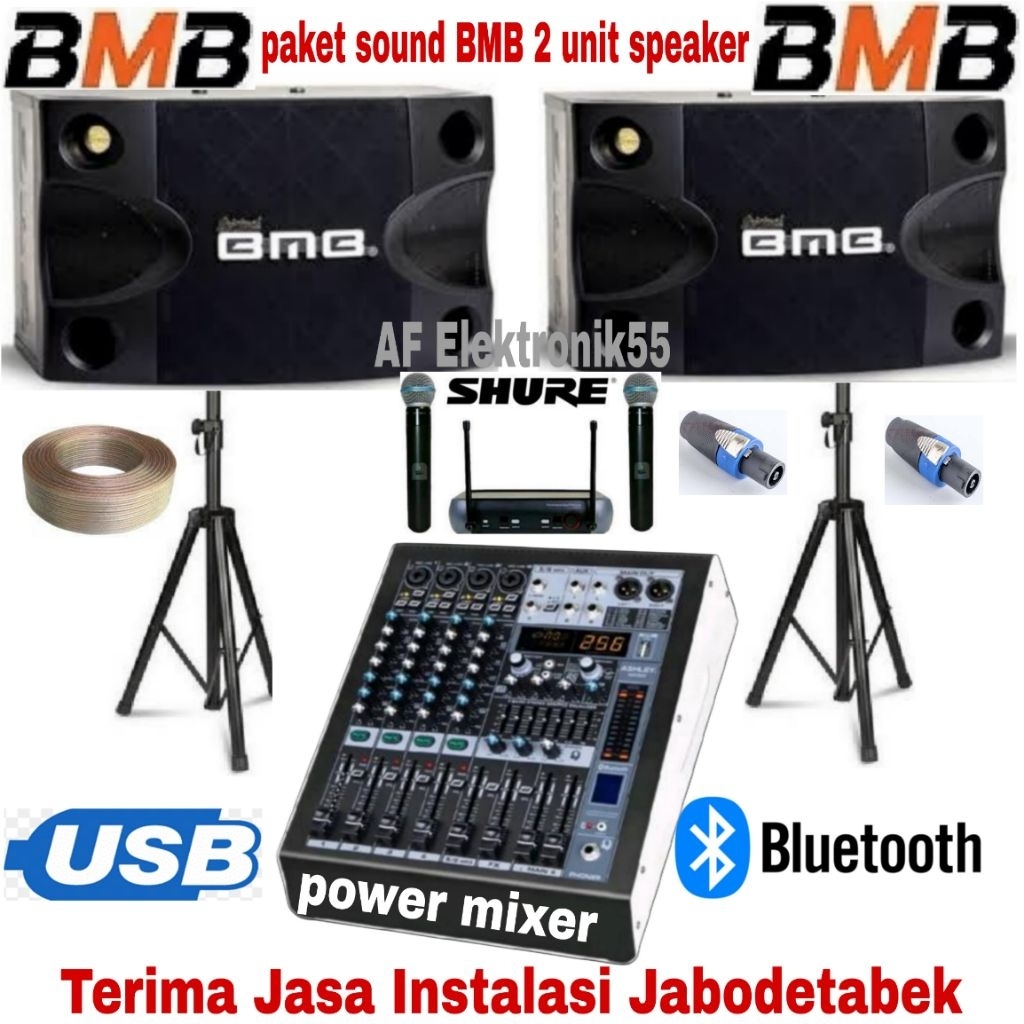 Paket Sound Speaker BMB Speaker 8 Inch + Power Mixer Original