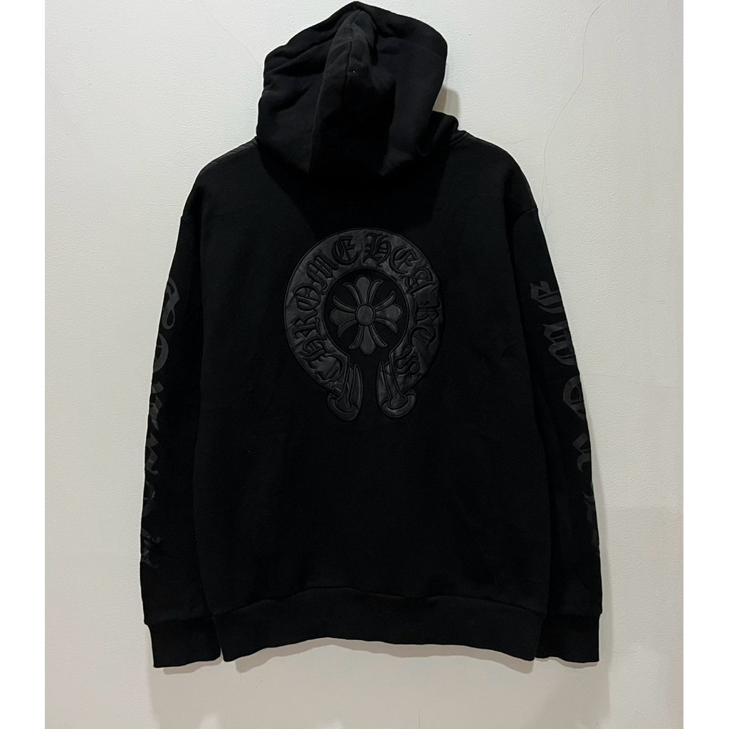 Zipper Hoodie Semi Puffer CHROME HEARTS Leather Spellout BY JACKPOT