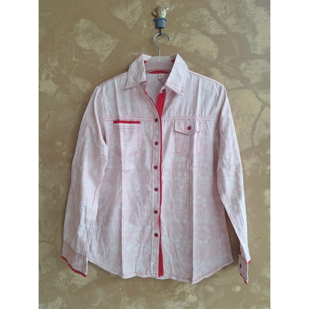 PRELOVED BLUS HEM BWI188 KEMEJA BLOUSE LENGAN PANJANG WANITA HEM KERJA PEREMPUAN KEMEJA KATUN ADEM