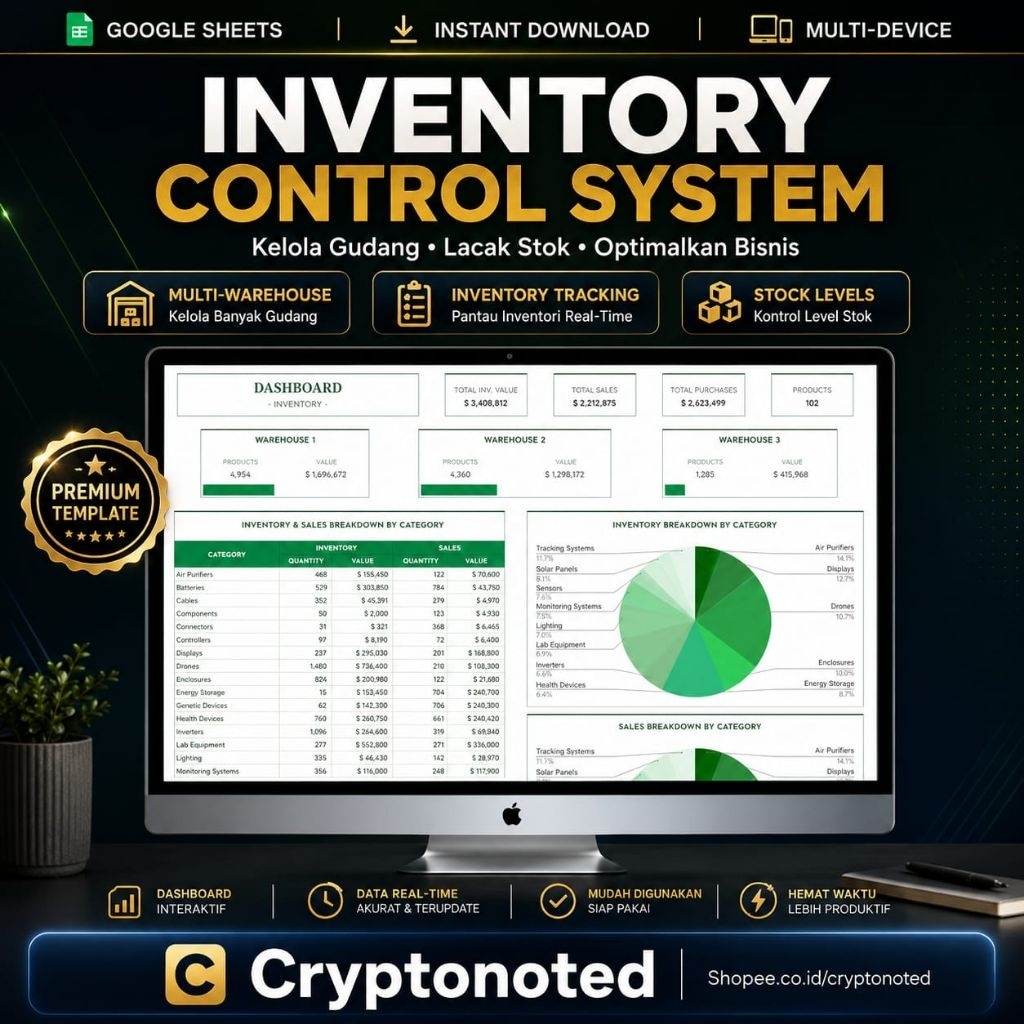 All-in-One Inventory Control System - Multi Warehouse - Comprehensive GoogIe Sheets Template for Inv