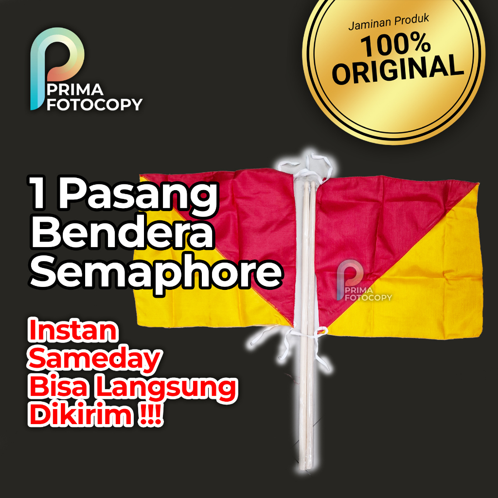 Sepasang (2 bendera + 2 tongkat) BENDERA SEMAPHORE / STICK SEMAPHORE / BENDERA PERLENGKAPAN PRAMUKA 
