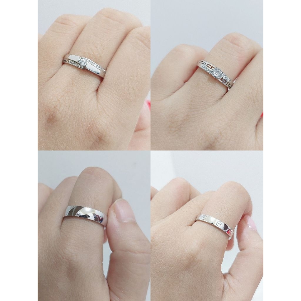 Cincin Simpel Polos Perak Asli 925 Lapis Emas Putih - Anti Karat - Perhiasan Wanita