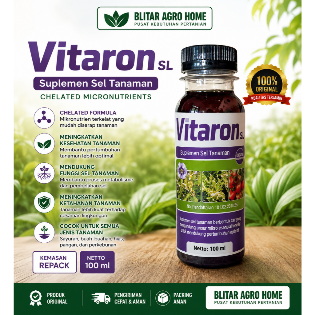 Vitaron SL 100ml Memperbarui Sel Sel Tanaman Pupuk Cair Nutrisi Buah Bunga Sayur Hias Kemasan Repack