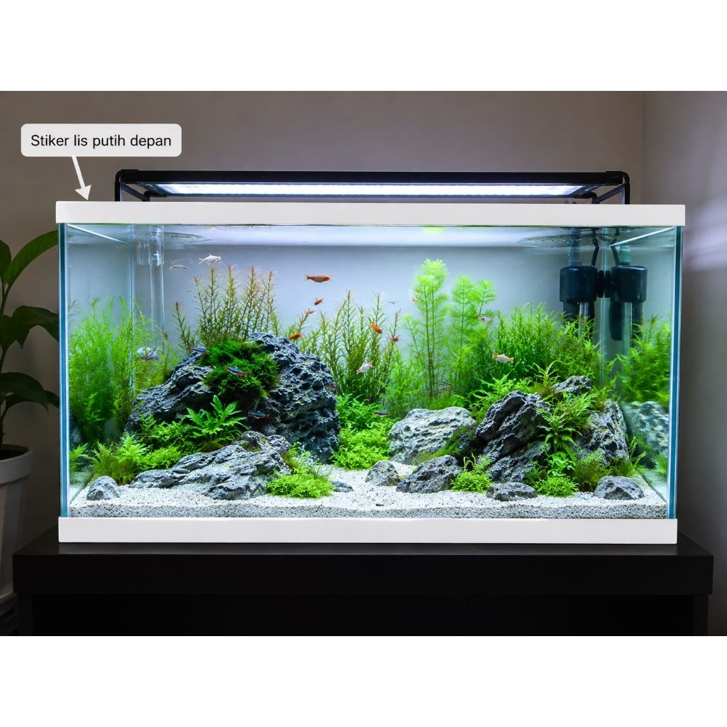 Lis Depan Aquarium Putih Stiker Aquarium Putih Lis Aquarium Putih Lis Polos Putih