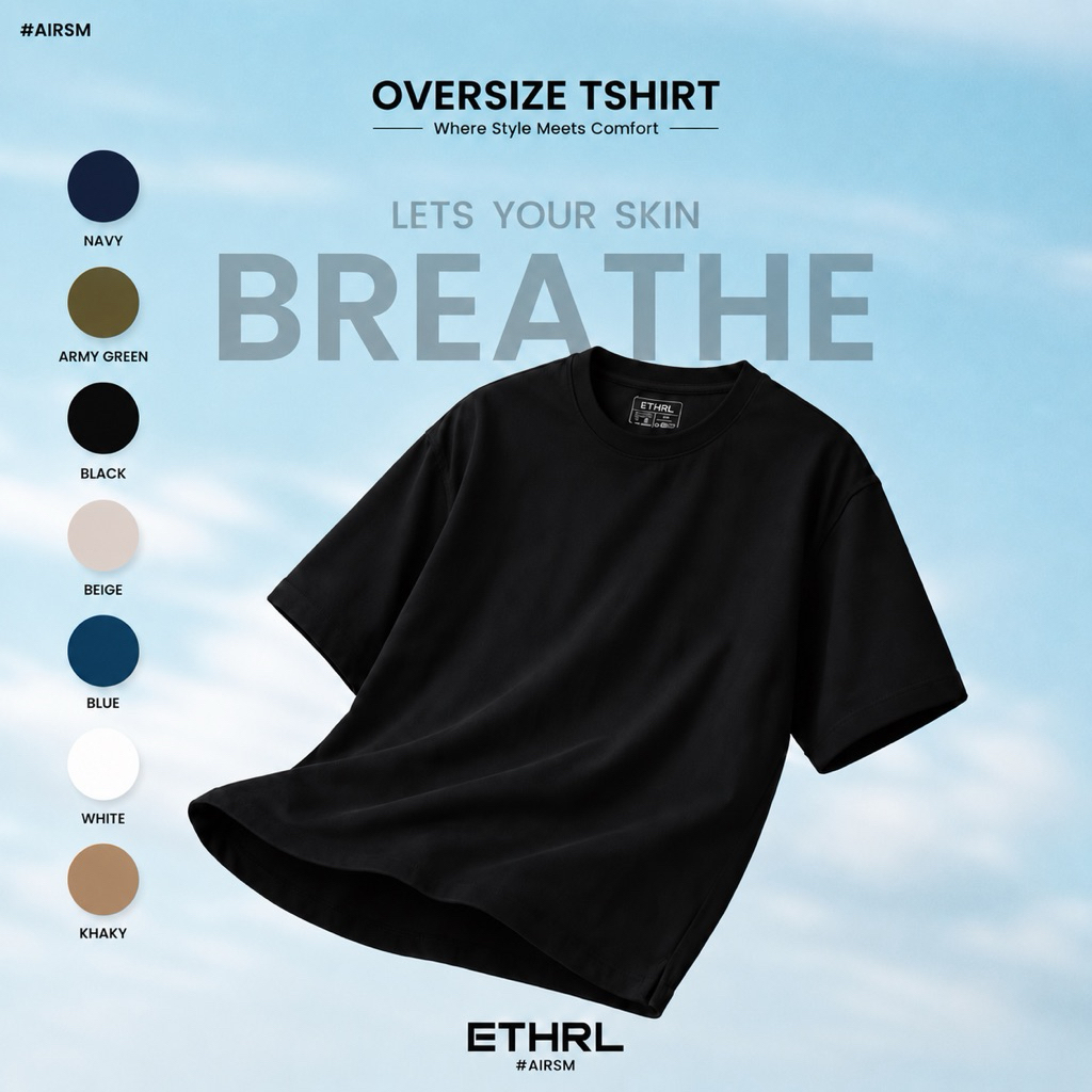 Ethereal DANBOWL COOLBREEZE Oversized T-Shirt | Black | AIRism