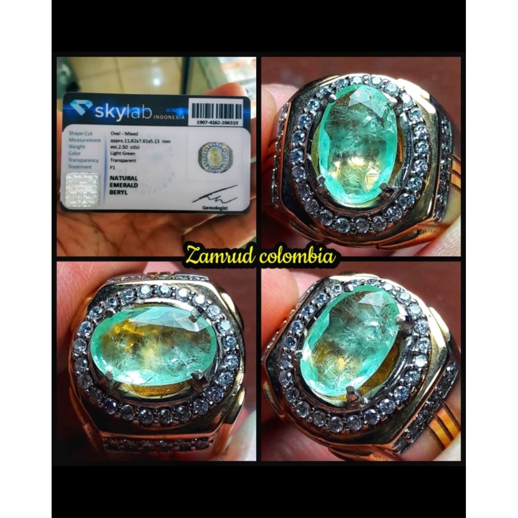original batu permata Jamrud Colombia + memo sky lab