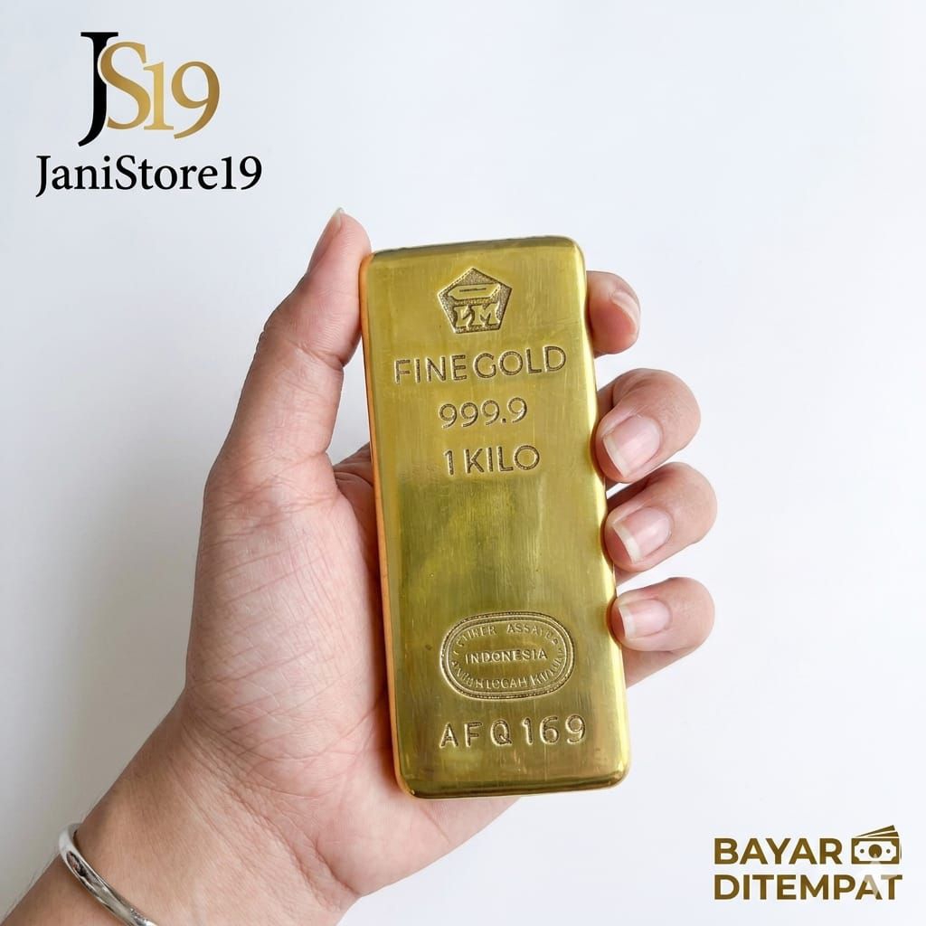 Miniatur Replika Emas Batangan 1000 gram Bahan Alumunium Solid