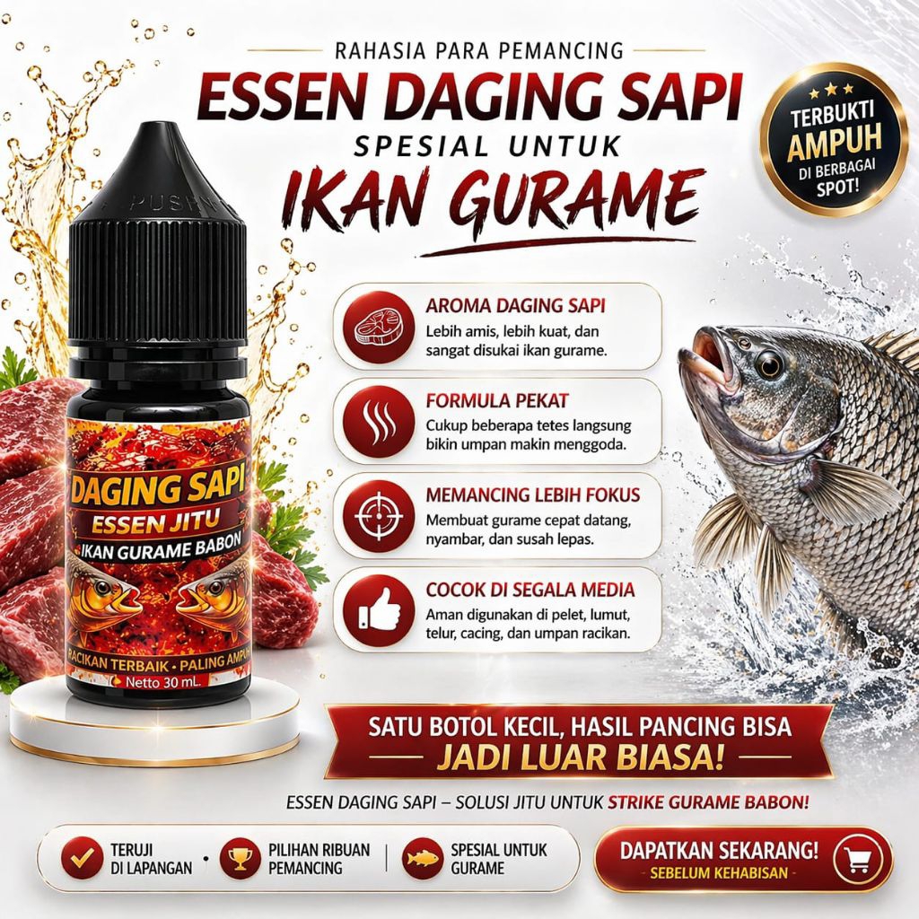 ESSEN DAGING SAPI IKAN GURAME BABON 30ml | Campuran umpan pancing dengan aroma daging sapi