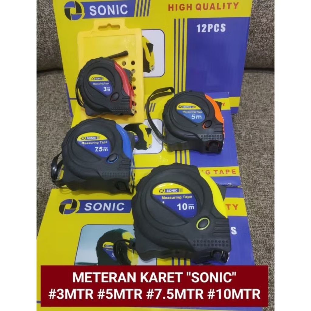 Meteran Tukang Sarung Karet 3m 5m 7,5m Dan 10m | Meteran Karet Measure Tape Tukang | Meteran Autosto