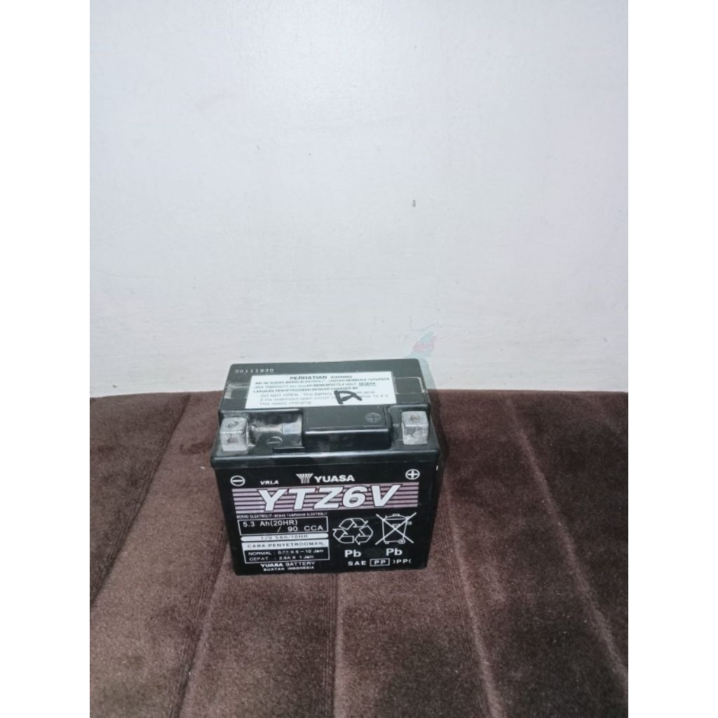 (AKI BEKAS)Aki Motor Yuasa YTZ6V 12V 5Ah - Aki Kering Bebas Perawatan