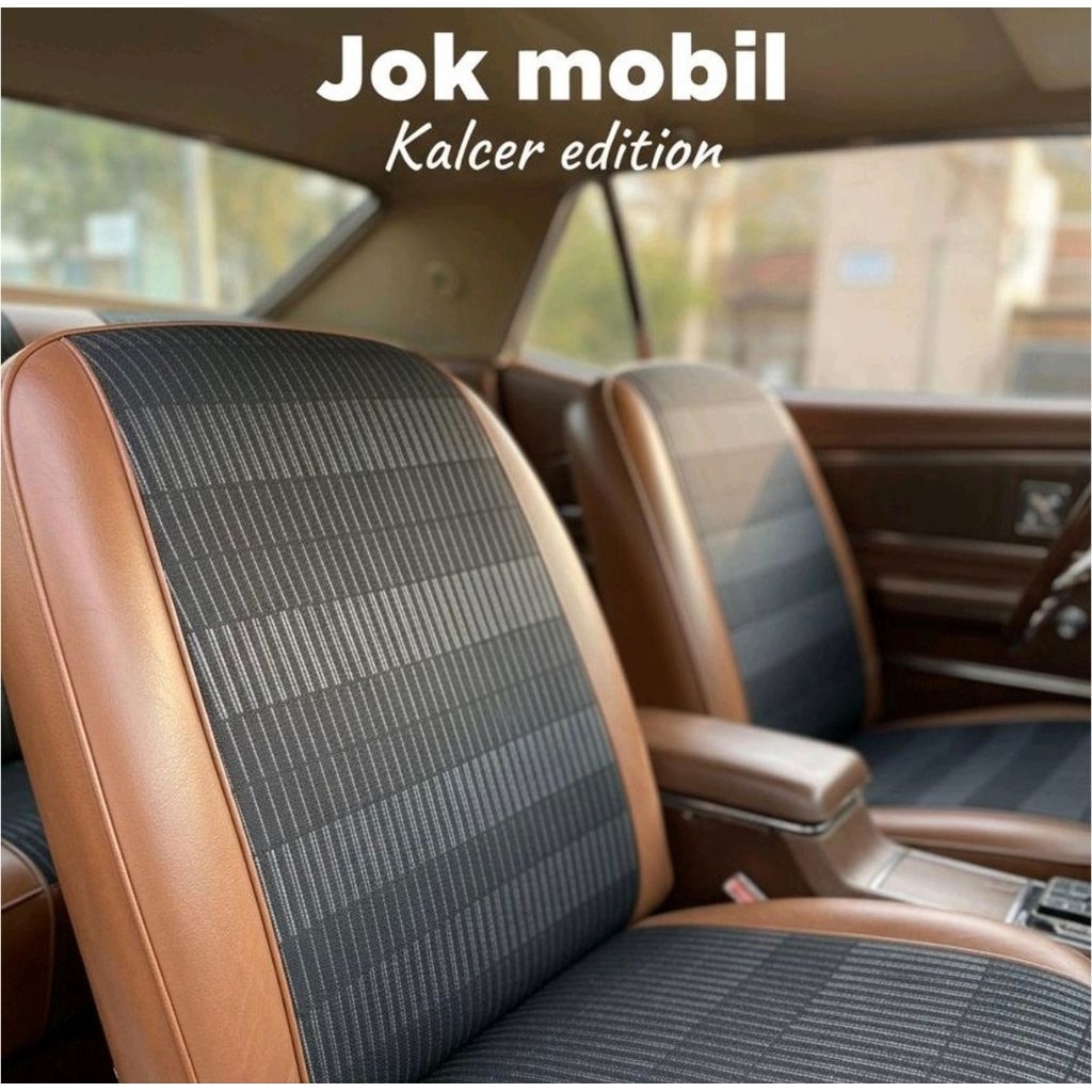Bahan tengah kain jok mobil hitam bergaris jok recaro