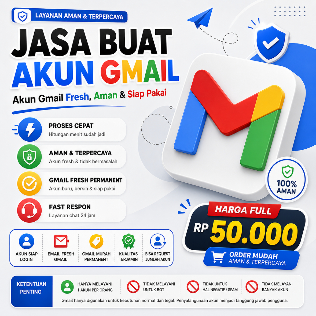 Gmail - Jasa Buat Akun Gmail - 10 Menit Jadi - Gmail Fresh Murah