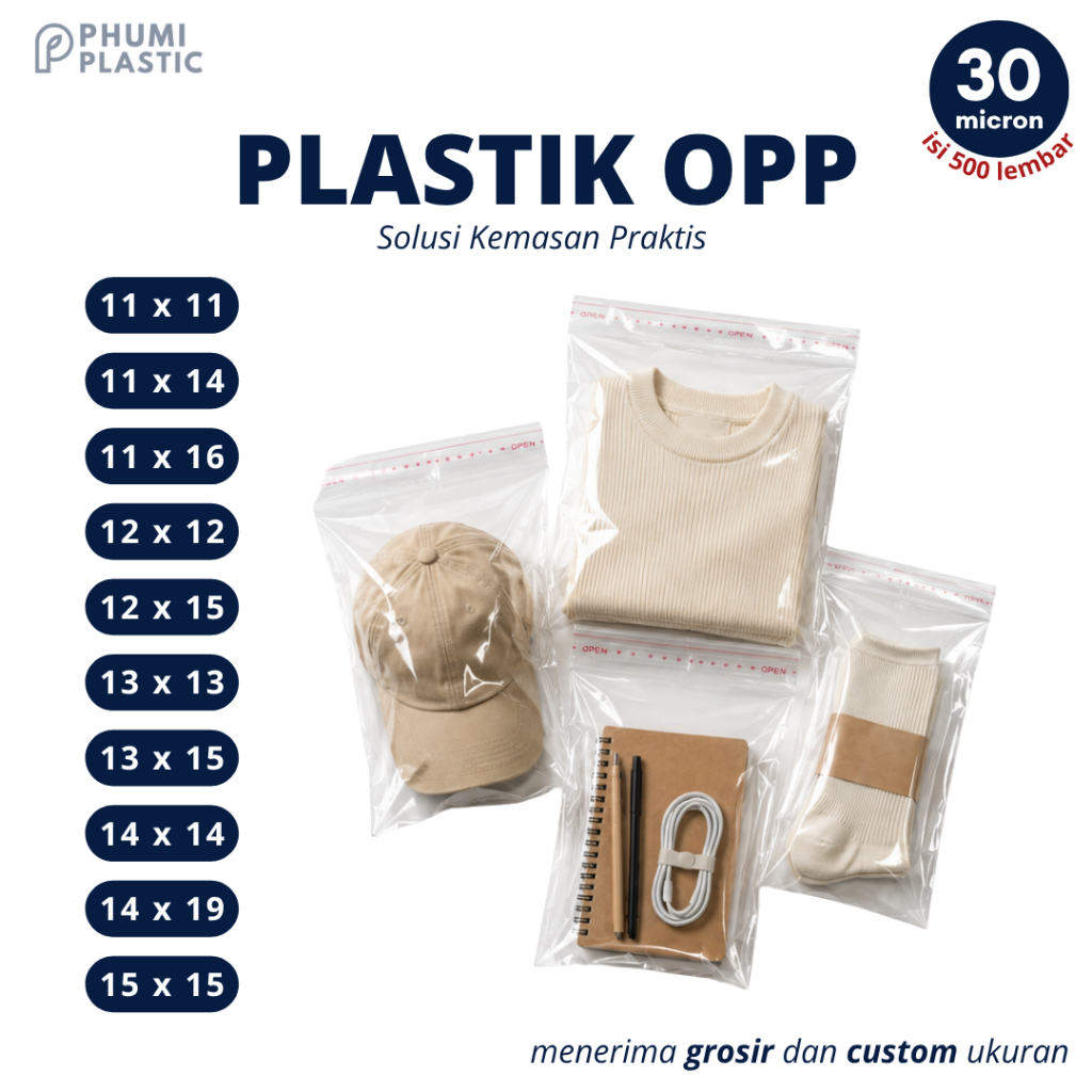 Plastik OPP Seal 11x11 11x14 11x16 12x12 12x15 13x13 13x15 14x14 14x19 15x15 100LEMBAR | Plastik Pas