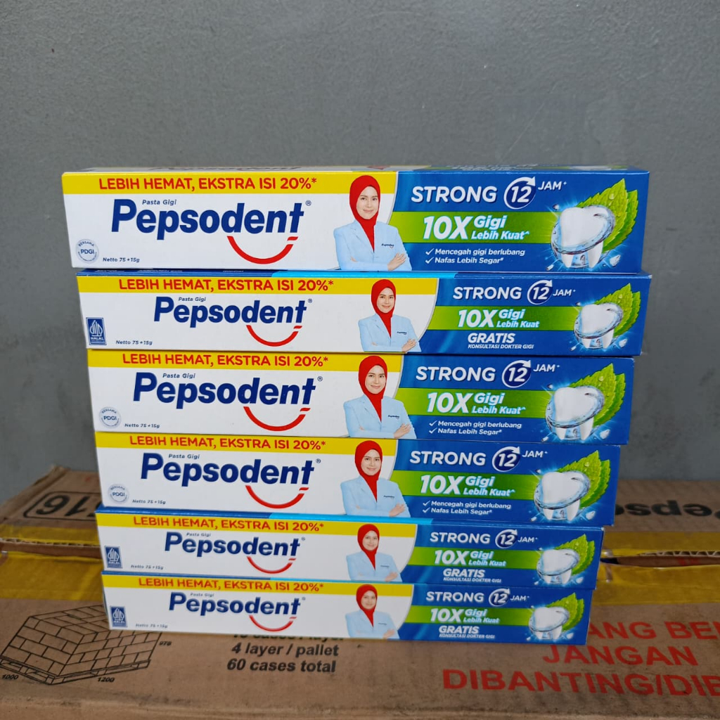 [ISI 6PCS] PASTA GIGI PEPSODENT 90GR [75+15GR] NAFAS SEGAR DAN ANTI KARANG DI GIGI