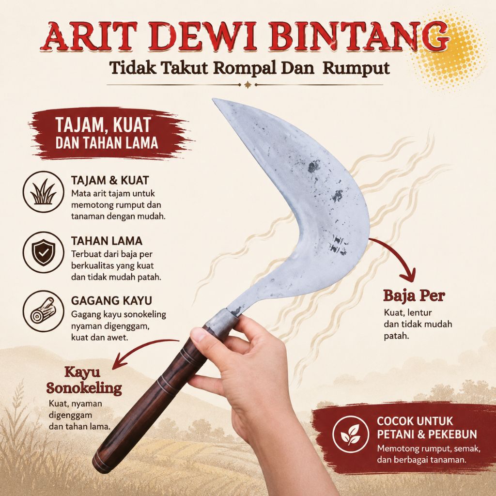 Sabit Rumput Multifungsi Super tajam -Baja Per Asli