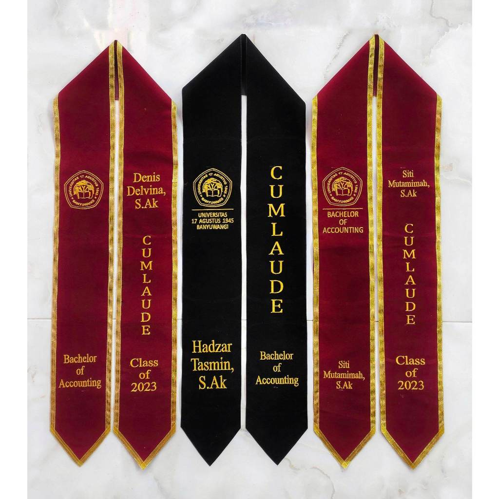 SELEMPANG WISUDA, CUSTOM SELEMPANG WISUDA KALUNG BORDIR