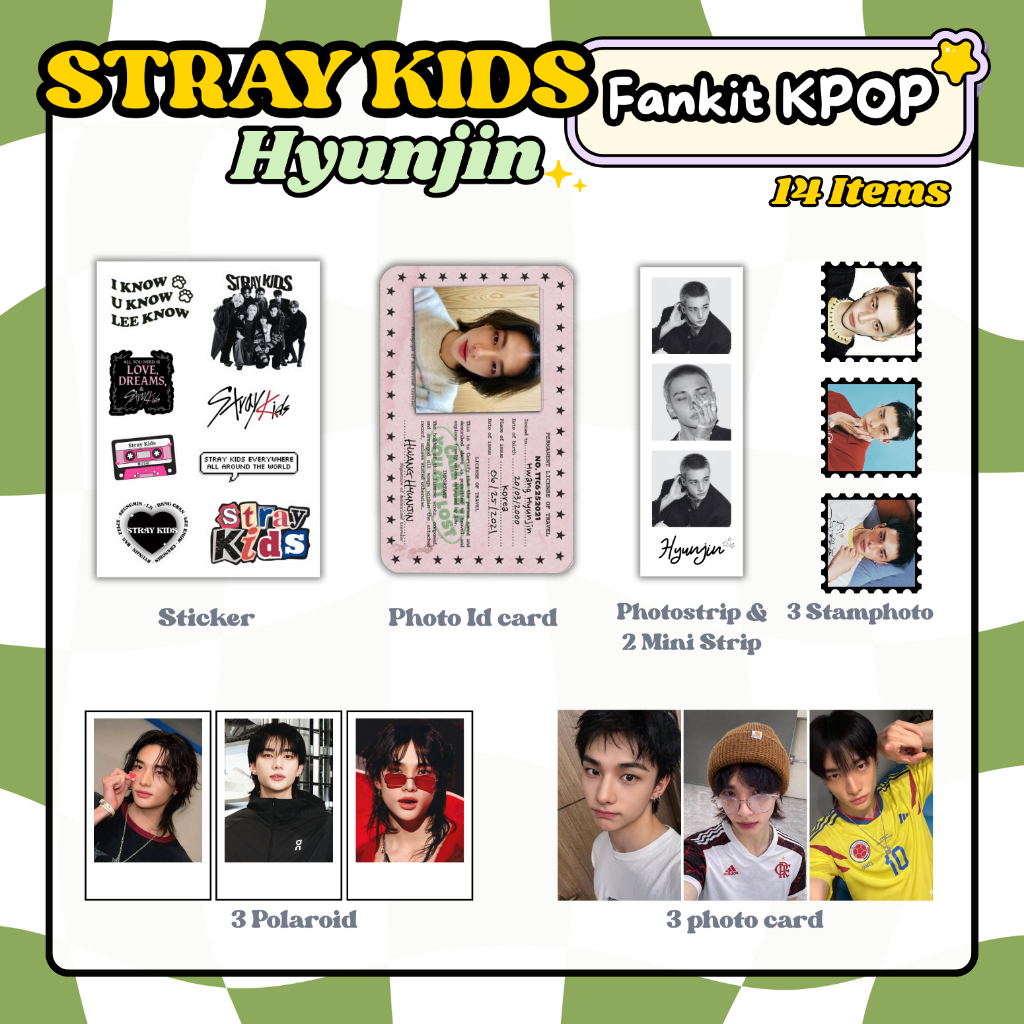 FANKIT KPOP STRAY KIDS 14 Item | GIFT Box Kpop | Hampers STRAY KIDS Kpop | FANKIT STRAY KIDS HYUNJIN