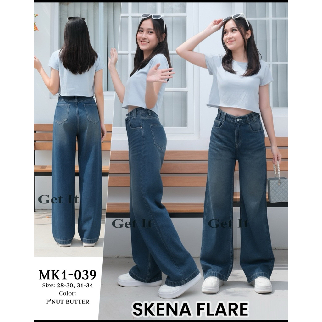 [Evasabrina88]CELANA SKENA FLARE STONE BLACK BAHAN JEANS NON STRETCH LEMBUT, NYAMAN DIPAKAI GET IT J