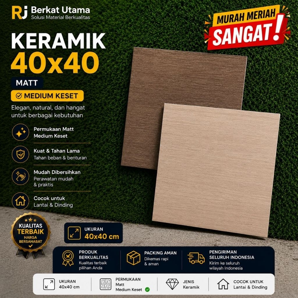 KERAMIK LANTAI 40X40 MATT MOTIF URAT KAYU NATURAL WOODY BEIGE - BROWN CUTTING GRANIT / CUTING GRANIT