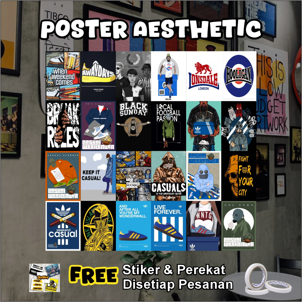 Poster Dinding Aesthetic Bundle Casual Isi 24/48 Poster | Poster Dinding Aesthetic | Poster Casual |