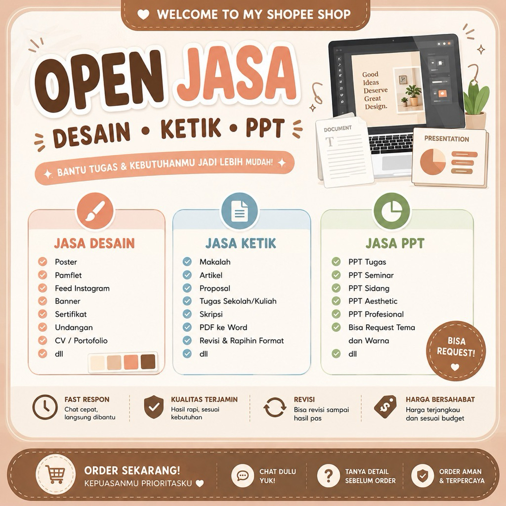 Jasa desain + Ketik + PPT Aesthetic