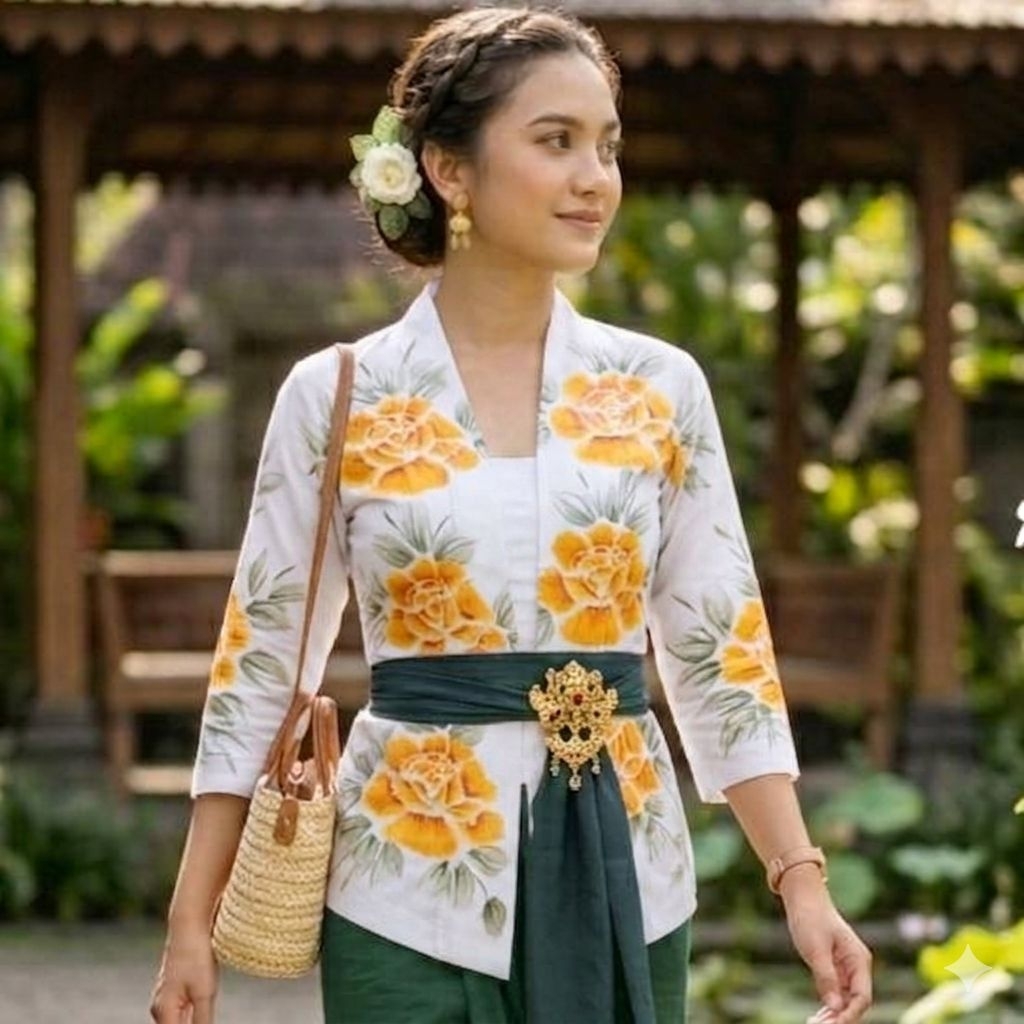Kain Kebaya lukis handmade//kain matrial lukis//atasan kebaya modern