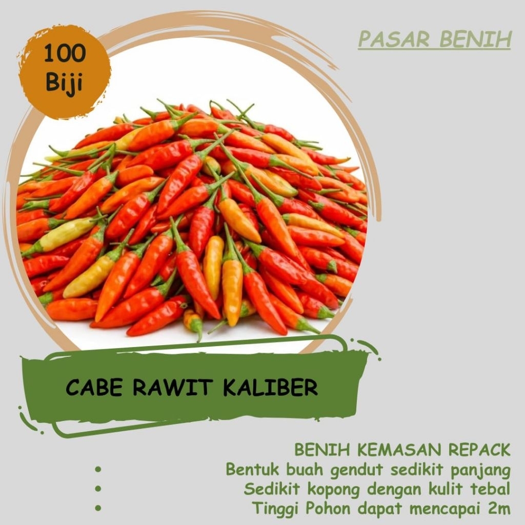 Kemasan Repack Benih Cabe Rawit KALIBER isi 100 biji