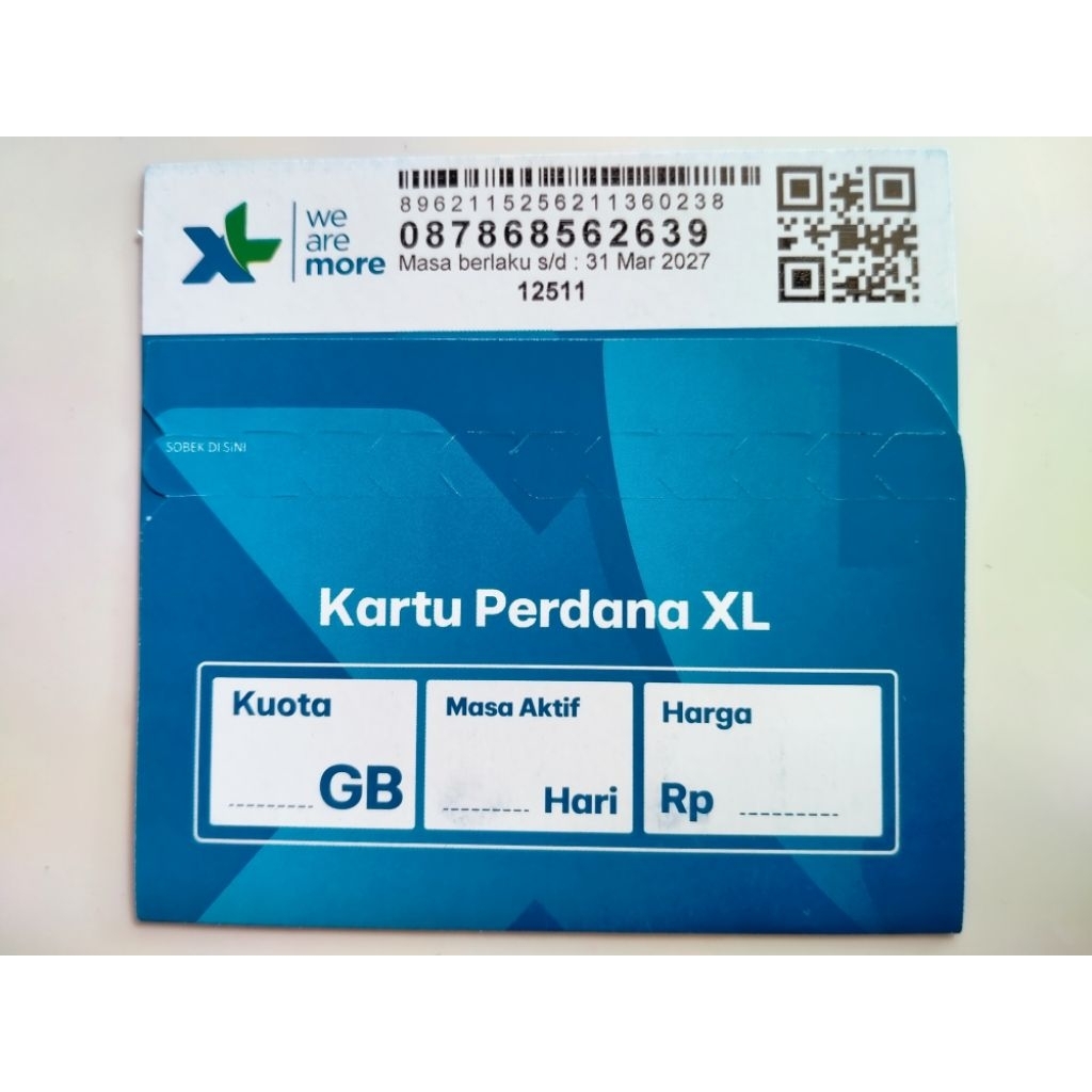 Kartu Perdana XL [Tanpa inject kuota, Langsung Registrasi]