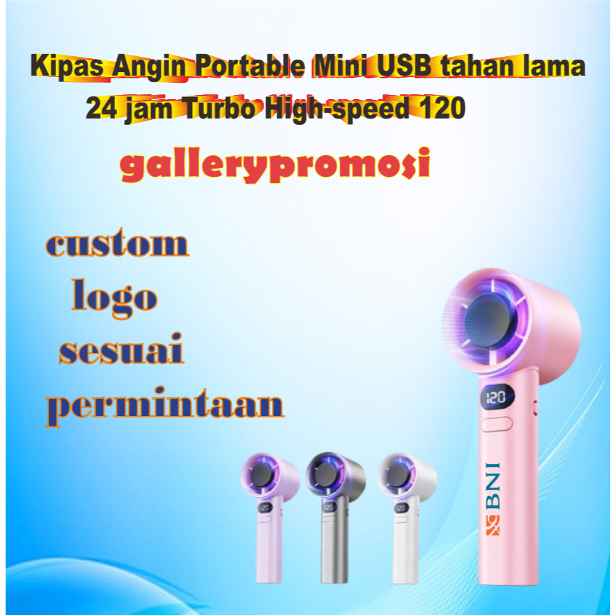 Kipas Custom Mini Portable - Kipas Mini Custom - Kipas Promosi Turbo - Kipas Custom Logo Harga Sudah