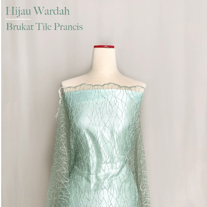 1/2 meter Bahan Kain Brokat / Brukat Warna Hijau Wardah