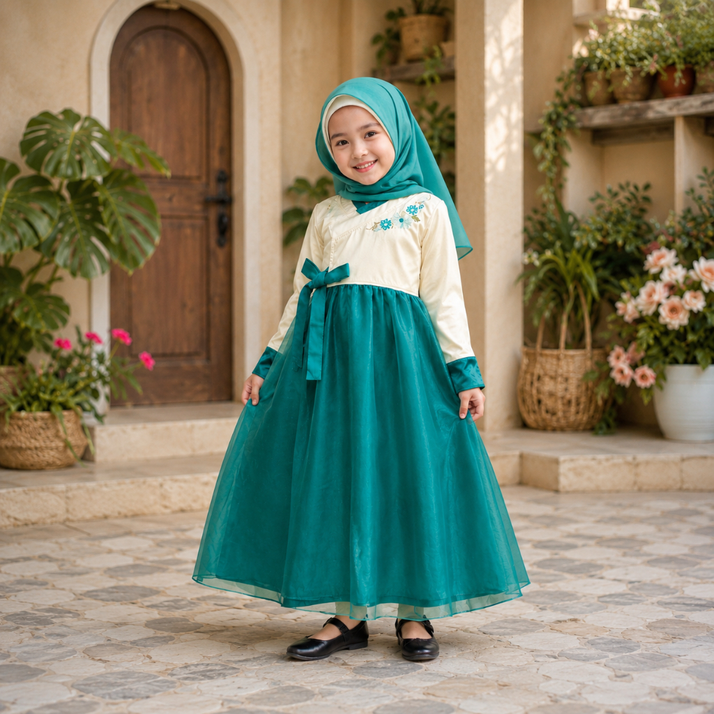 DALMI gamis hanbok anak lebaran 2026  usia 0-5 ahun korean style Panjang Syari Remaja Jilbab Pesta W