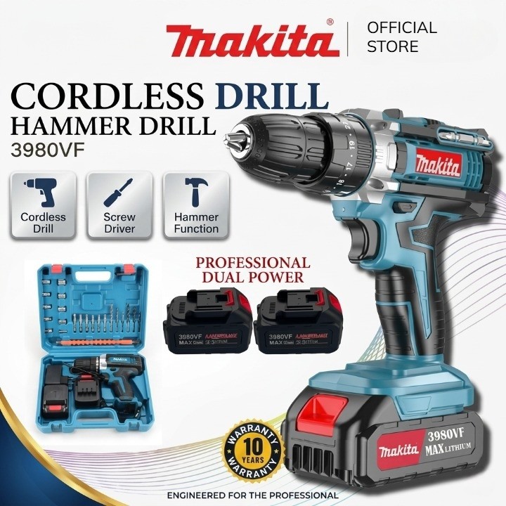 MAKITA Bor Listrik 1288V Untuk Besi Tembok Beton Kayu Mesin Bor baterai- MESIN BOR TANGAN RECHARGEAB