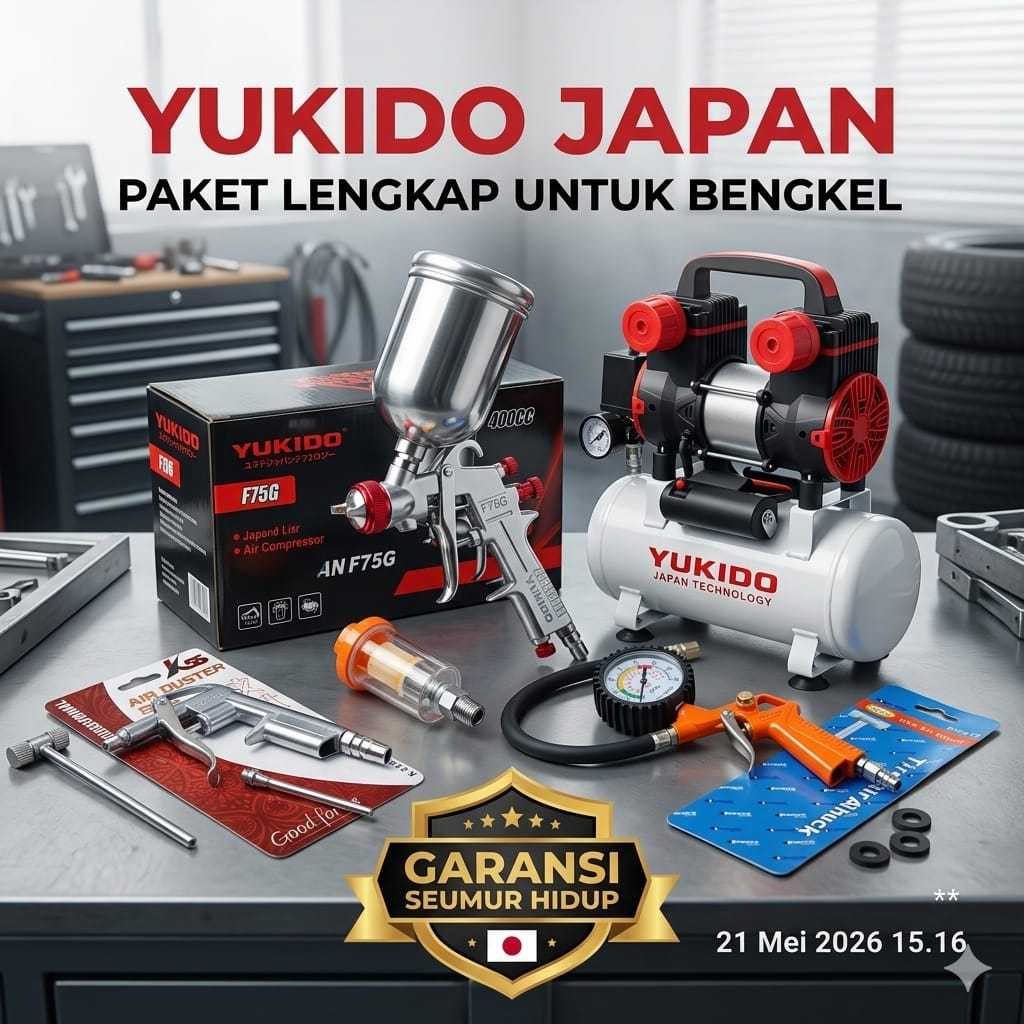 NEW PROMO MESIN paket Kompresor Angin / Kompresor Udara lengkap 8 ITEM tukang cat/bengkel motor mobi
