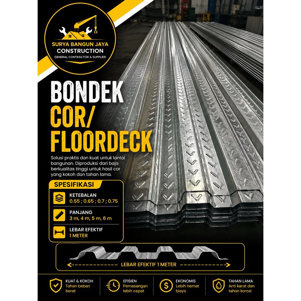 Bondek / Bondek cor / Floordeck 0.55 0.65 0.75 / 3 m 4 m 5 m 6 m