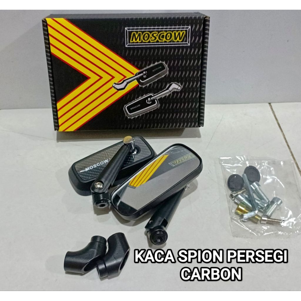 KACA SPION KOTAK PERSEGI MOTIF CARBON/CHROME MOSCOW