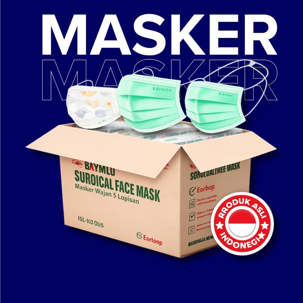 Masker Hijab dan Earloop 1 Karton Baymed Lembut Isi 40 Box