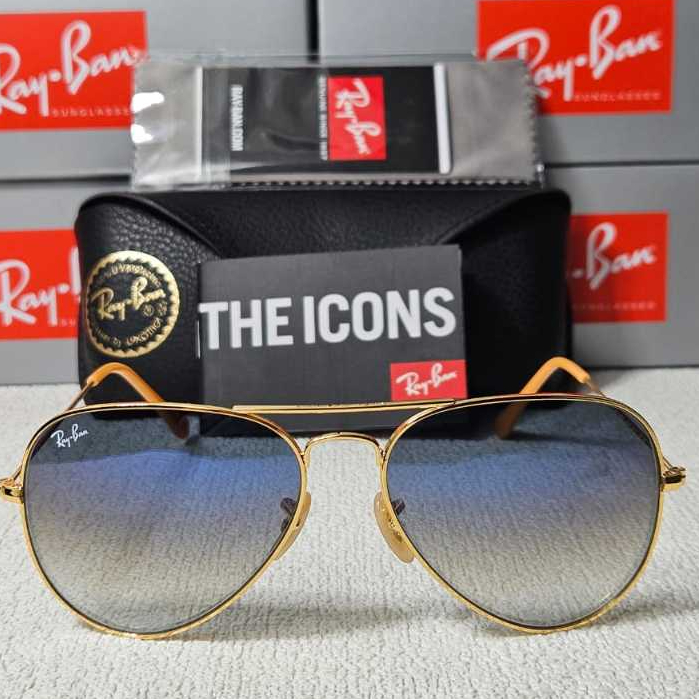 Kacamata Rayban Aviator RB3025 001/3F Gold Lens Gradient Blue Original