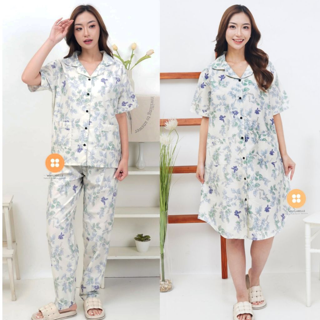 WHY.LABELLE baju tidur piyama katun Jepang murni motif MIRA
