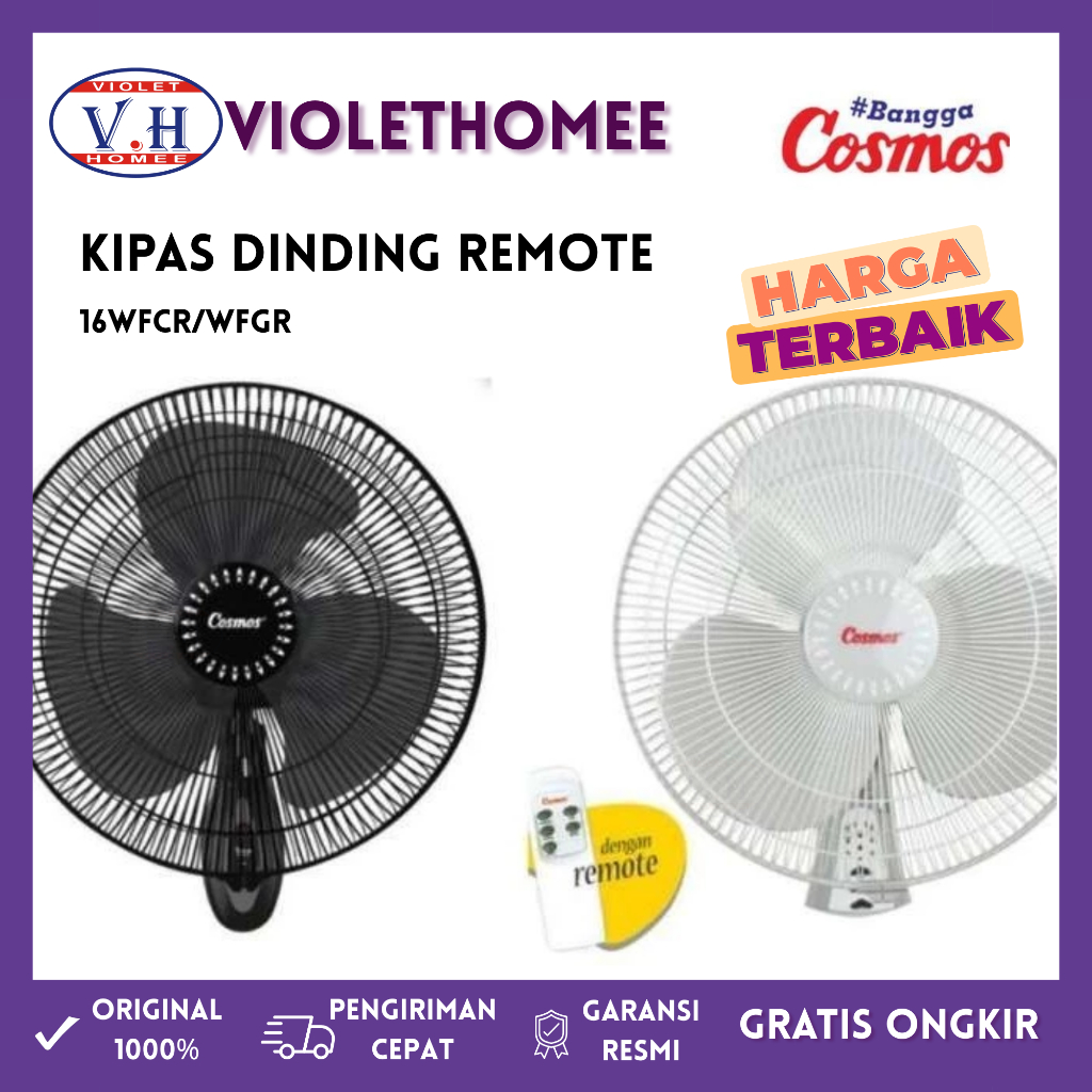 Cosmos 16 WFCR/WFGR Kipas Angin Dinding Remote 16WFCR/WFGR Wall Fan 16-WFGR/WFCR